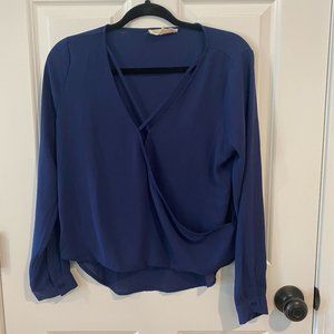 Sweet Wanderer Blue Blouse with‎ Crisscross Design - Size Medium